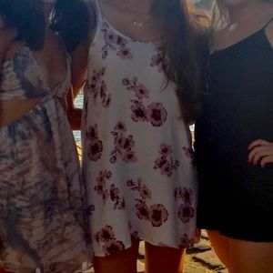 Brandy Melville white slip dress with pink flowers RARE